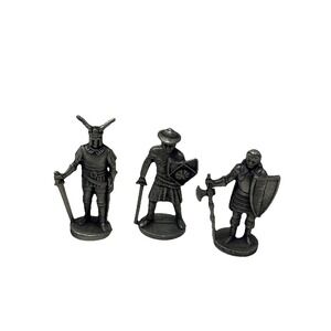 Vtg (3) Kinder Surprise Chocolate Egg SOLDIER KNIGHTS Pewter 70's Figurines 1.5"